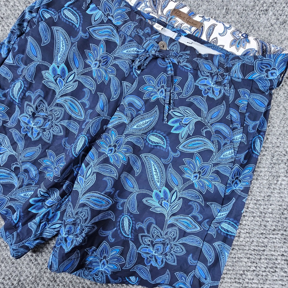 Robert Graham Mens Blue Paisley Floral Classic Fit Shorts Size 36 Stretch Golf